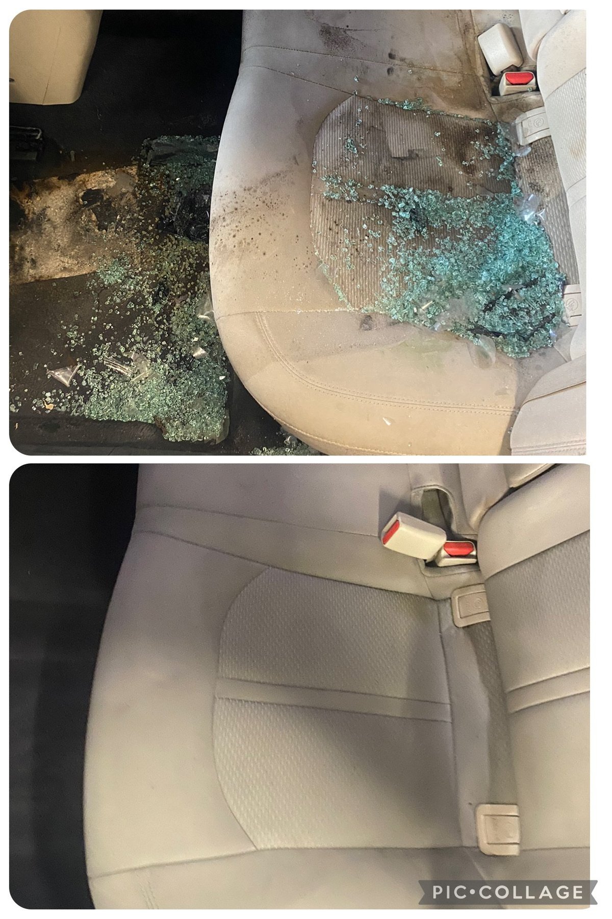 Car seat before and after cleaning